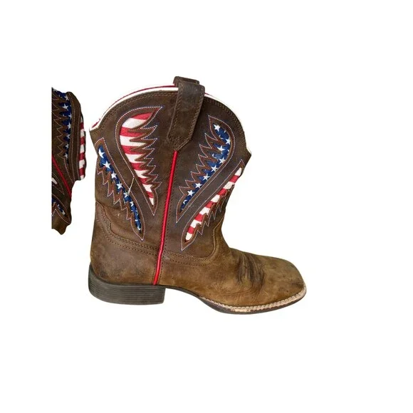 Ariat Kids Quickdraw VentTEK Patriotic American Flag Western Boots Size 4 - Picture 6 of 10